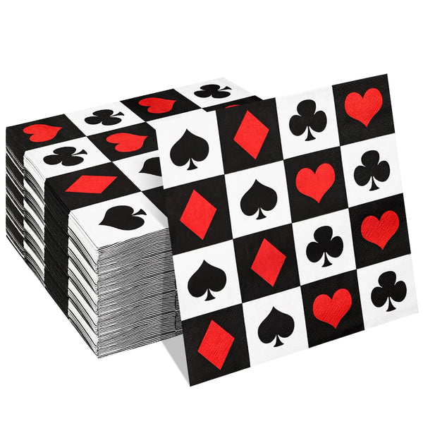 HEIPINIUYE 50 Pieces 3-ply Poker Paper Napkins Disposable Luncheon Napkins Cocktail Napkins Dinner Napkins for Casino Theme Party Birthday Baby Shower Beverage Napkins