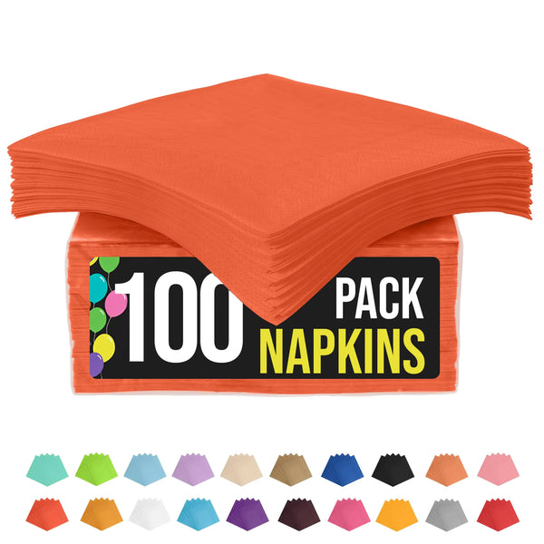 100 Pack Orange Paper Napkins Disposable 2 Ply Party Napkins Orange Disposable Napkins Fun Napkins Everyday - Orange Napkins Great As Luncheon Napkins Or Dinner Napkins Paper Exquisite